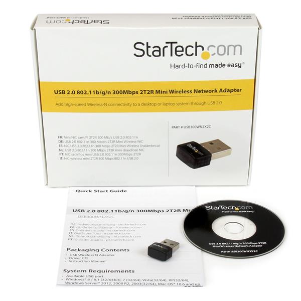 StarTech.com USB 2.0 802.11n 2T2R WiFi Adapter Black