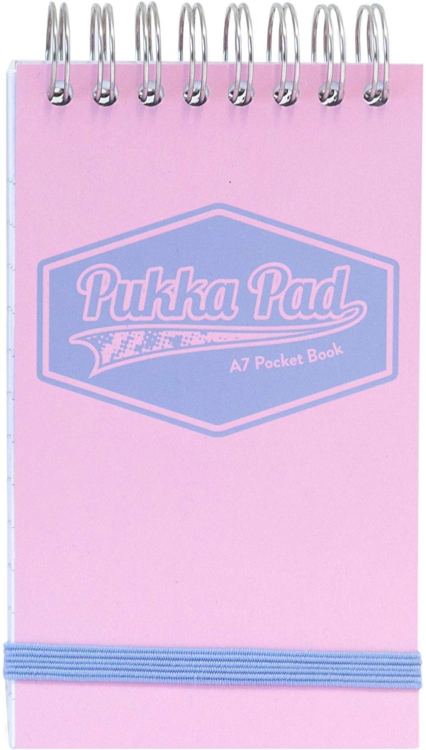 Pukka A7 Wirebound Card Cover Pocket Notebook Ruled 100 Pages Pastel Blue/Pink/Mint (Pack 6) - 8903-PST