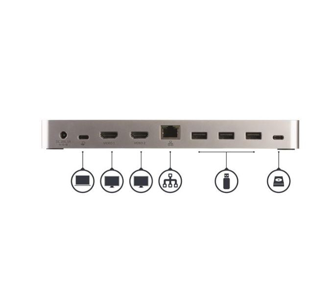 StarTech.com Windows Dual Monitor USB C Dock 60W PD