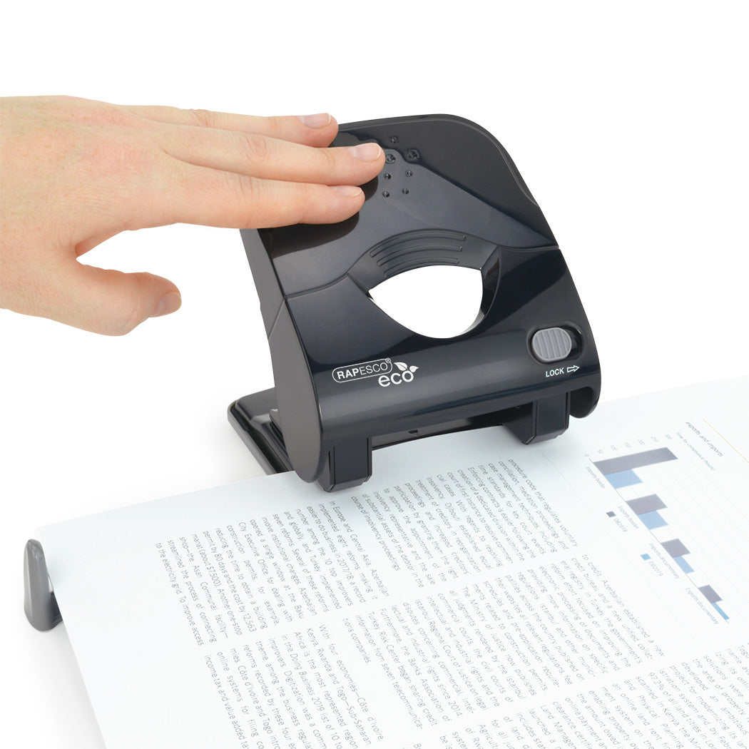 Rapesco Eco X5-40ps Less Effort 2 Hole Punch Plastic Black - 1525