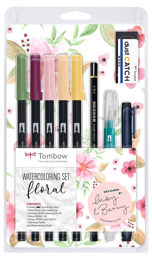 Towbow Floral Theme Watercolouring Set with 10 Items - WCS-FL - NWT FM SOLUTIONS - YOUR CATERING WHOLESALER