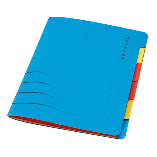 Jalema Secolor SixTab Cardboard File A4 Blue (Pack 5) - J833160BL - NWT FM SOLUTIONS - YOUR CATERING WHOLESALER