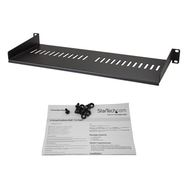 StarTech.com Vented 1U Rack Shelf 7in Deep