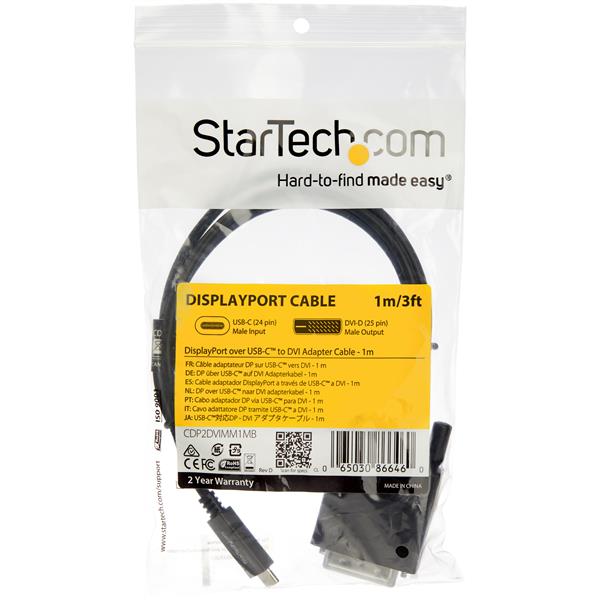 StarTech.com 1m USB C to DVI Adapter Cable Black
