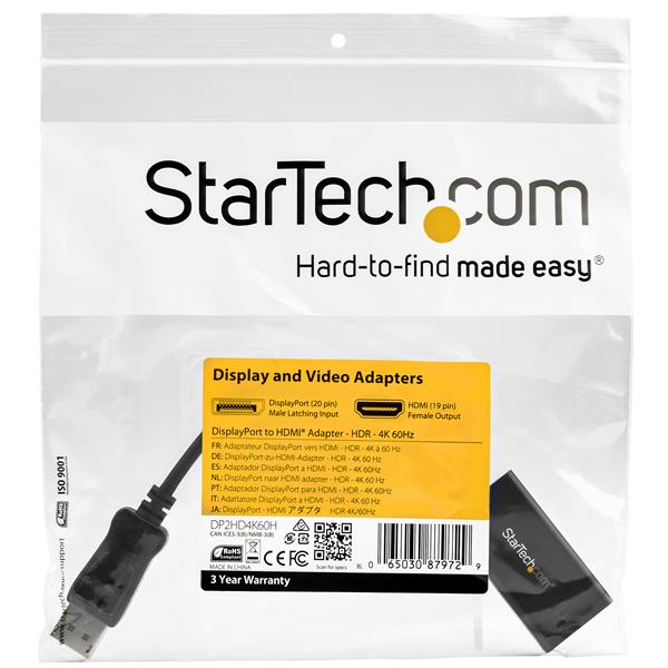 StarTech.com DisplayPort to HDMI Adapter with HDR 4K