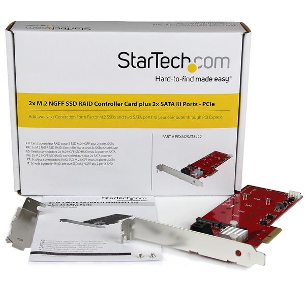 StarTech.com 2 Slot PCIe M.2 RAID Card 2x SATA3 Ports