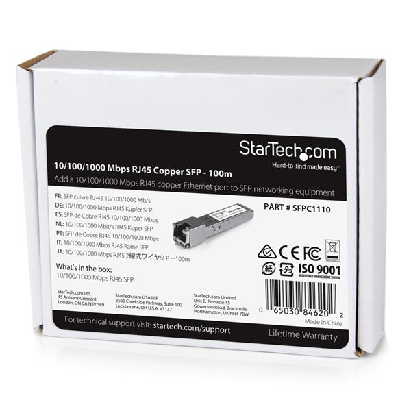StarTech.com RJ45 GB Copper SFP 1000BaseT MiniGBIC