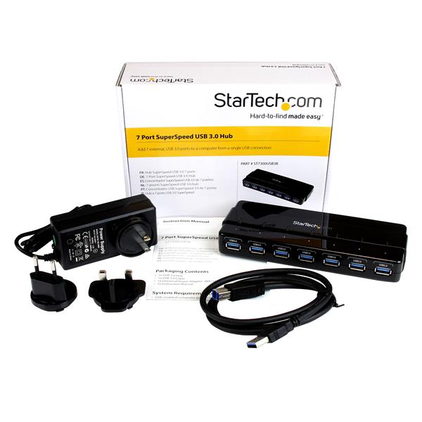 StarTech.com 7 Port SuperSpeed USB3 Hub with Adapter