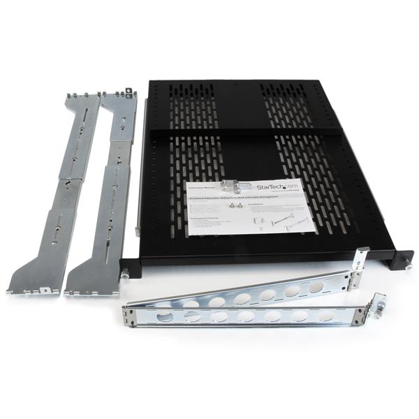 StarTech.com 2U Vented Sliding Rack Shelf Cable Mgmt