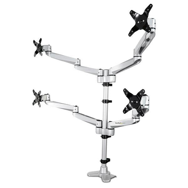 StarTech.com Up to 27in Quad Monitor Mount Silver - NWT FM SOLUTIONS - YOUR CATERING WHOLESALER