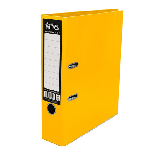 Pukka Brights Lever Arch File Laminated Paper on Board A4 70mm Spine Width Yellow (Pack 10) - BR-7763 - NWT FM SOLUTIONS - YOUR CATERING WHOLESALER