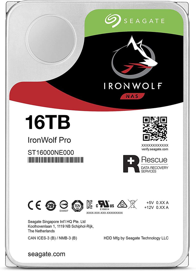 Seagate IronWolf Pro 16TB 3.5 Inch SATA 6Gbs 7200 RPM 256MB Cache NAS Internal Hard Disk Drive