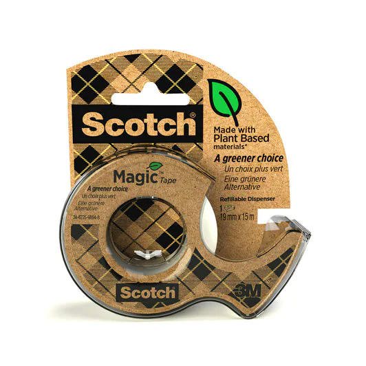 Scotch Magic Tape Greener Choice 19mm x 15m with 1 Recycled Dispenser 7100261907 - NWT FM SOLUTIONS - YOUR CATERING WHOLESALER