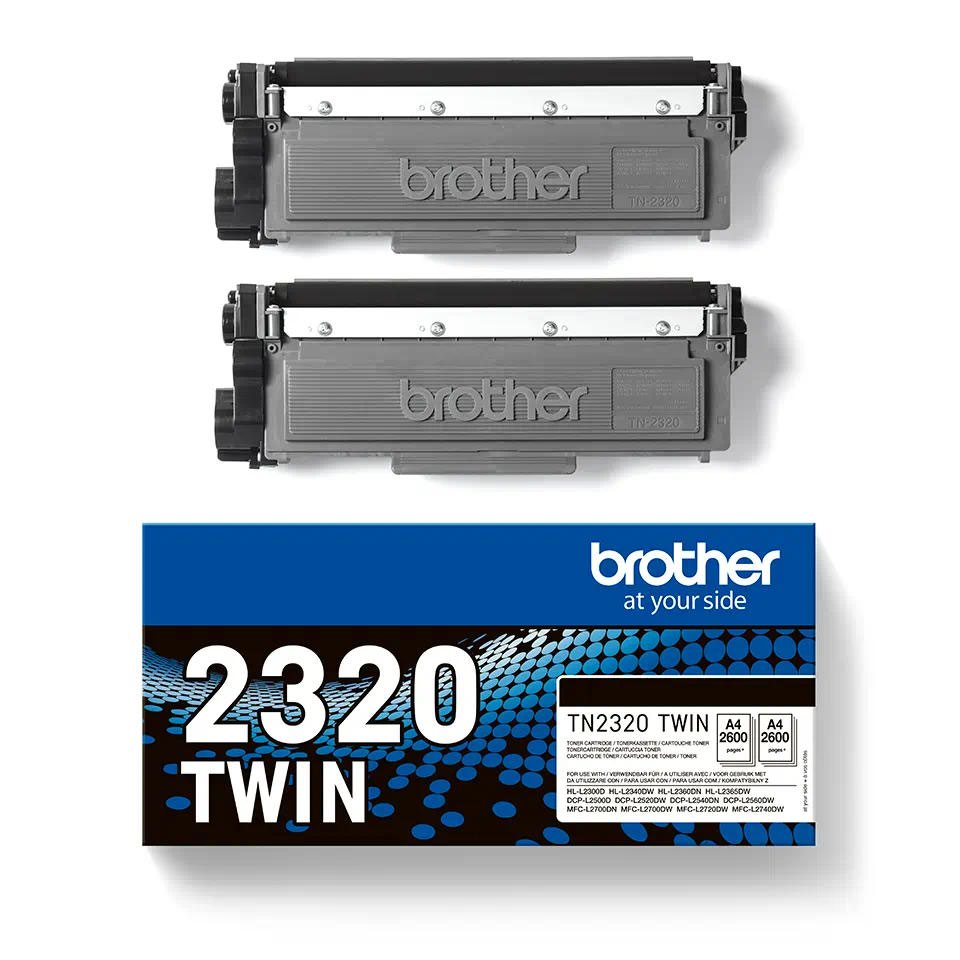 Brother Black Toner Cartridge Twin Pack 2 x 2.6k pages (Pack 2) - TN2320TWIN