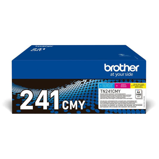Brother Cyan Magenta Yellow Standard Capacity Toner Cartridge Multipack 3 x 1.4k pages (Pack 3) - TN241BKCMY - NWT FM SOLUTIONS - YOUR CATERING WHOLESALER