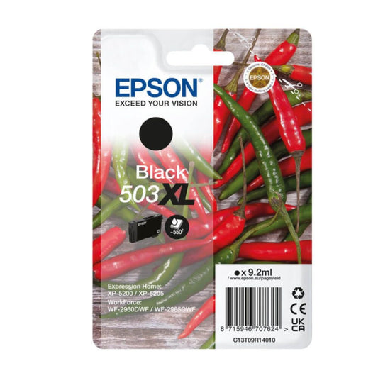 Epson Chillies 503 Black High Capacity Ink Cartridge 9.2ml - C13T09R14010 - NWT FM SOLUTIONS - YOUR CATERING WHOLESALER