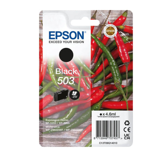Epson Chillies 503 Black Standard Capacity Ink Cartridge 4.6ml - C13T09Q14010 - NWT FM SOLUTIONS - YOUR CATERING WHOLESALER