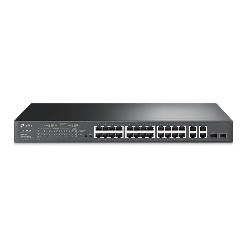 TP Link JetStream 28 Port 10 100Mbps Gigabit Smart Switch with 24 PoE Plus Ports - NWT FM SOLUTIONS - YOUR CATERING WHOLESALER