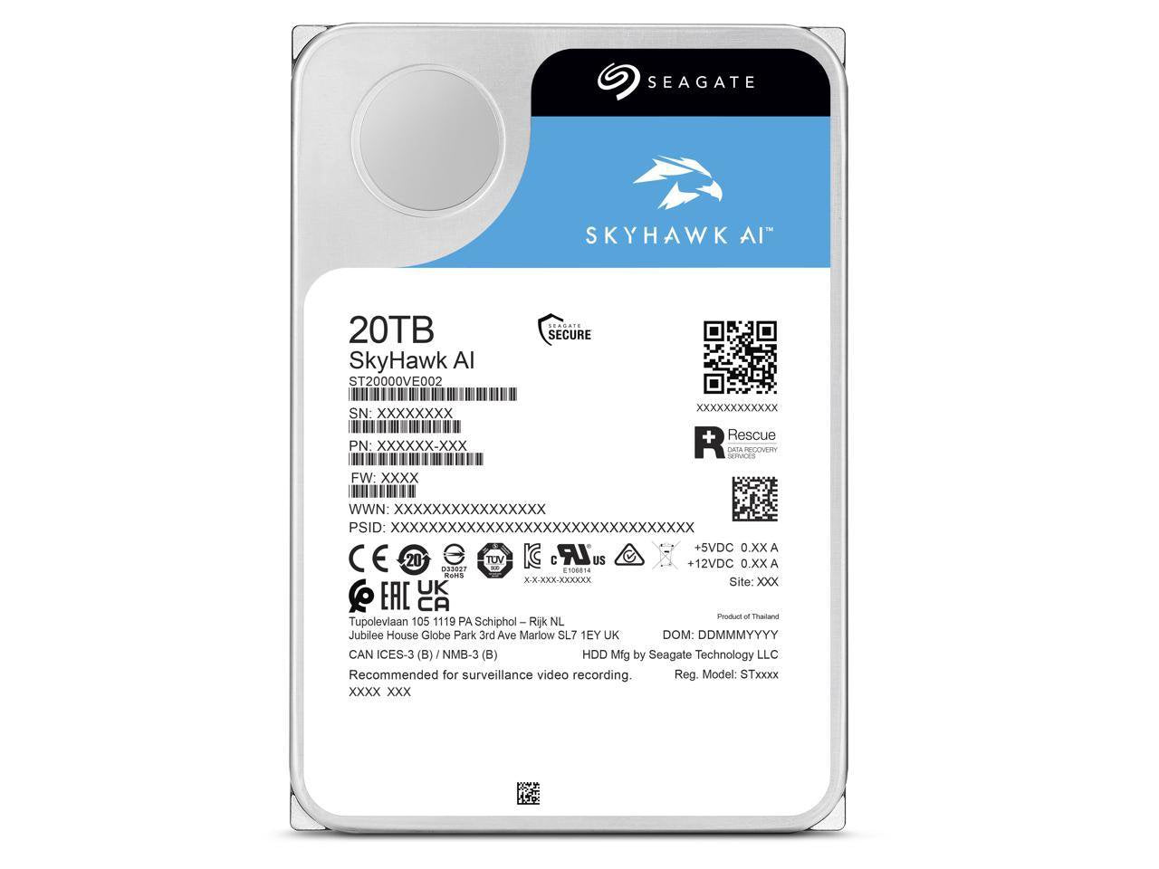 Seagate SkyHawk AI 20TB SATA 3.5 Inch Internal Hard Disk Drive