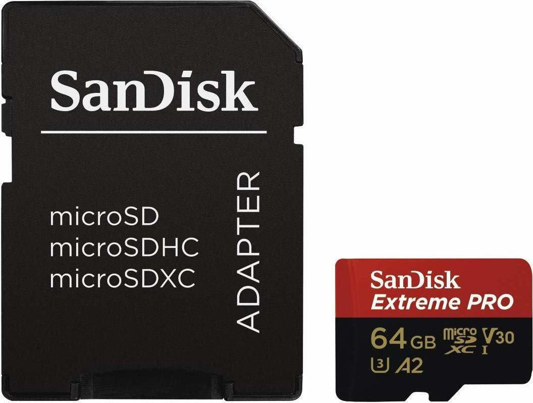 SanDisk Extreme PRO 64GB MicroSDXC Memory Card and Adapter