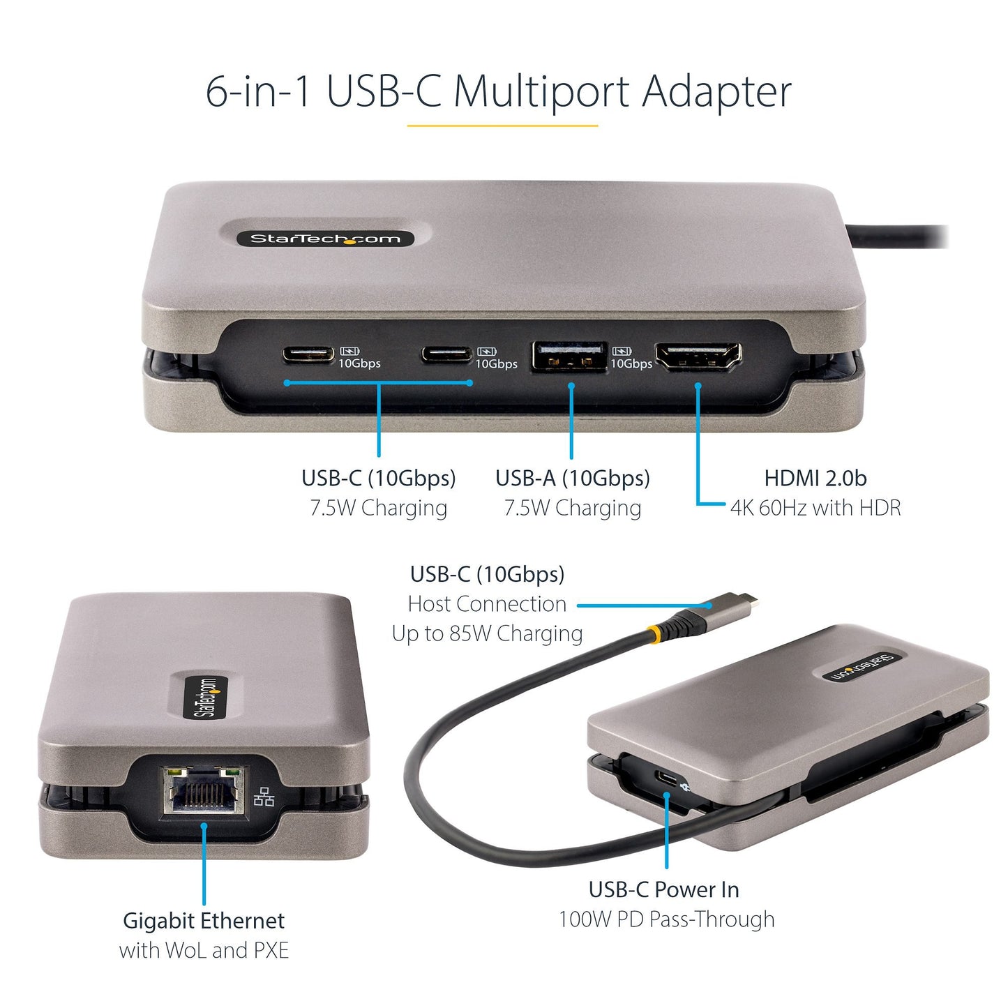 StarTech.com USB-C Multiport Adapter 4K 60Hz HDMI PD