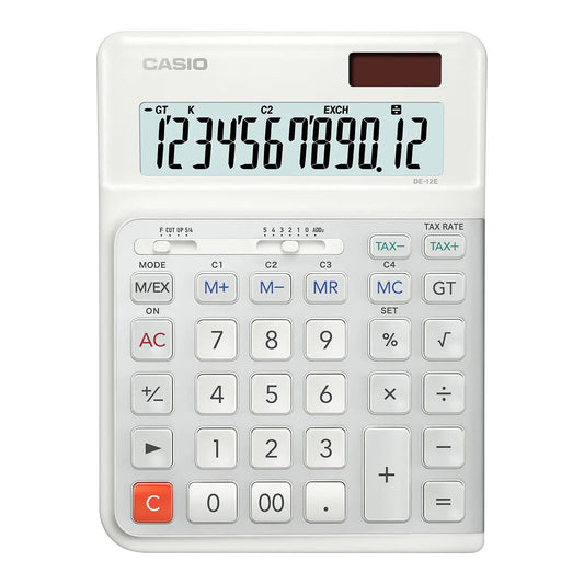 Casio DE-12E-WE 12 Digit Big Ergonomic Desk Calculator DE-12E-WE-WA-EP - NWT FM SOLUTIONS - YOUR CATERING WHOLESALER
