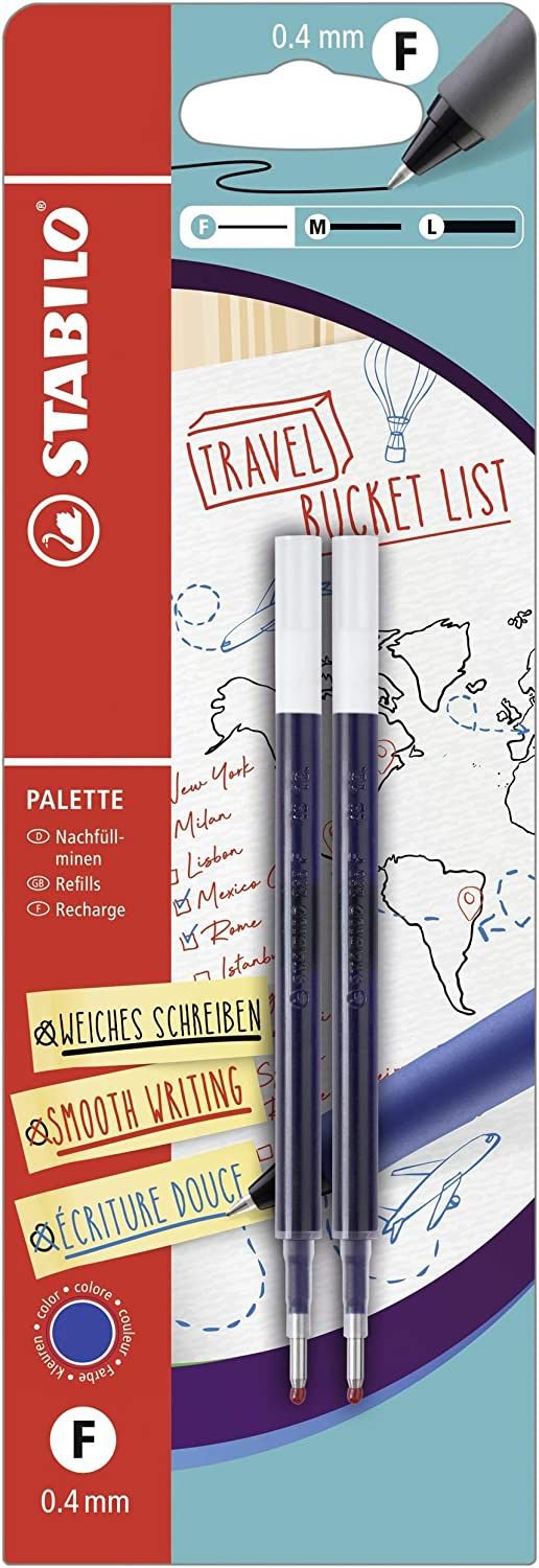 STABILO PALETTE Gel Rollerball Refill 0.4mm Line Blue 2pc (Blister 2) B-55616-5 - NWT FM SOLUTIONS - YOUR CATERING WHOLESALER