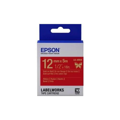 Epson LK-4RKK Gold on Red Satin Ribbon Label Cartridge 12mm x 5m - C53S654033 - NWT FM SOLUTIONS - YOUR CATERING WHOLESALER