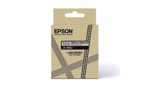 Epson LK-4WBJ Black on Matte White Tape Cartridge 12mm - C53S672062 - NWT FM SOLUTIONS - YOUR CATERING WHOLESALER