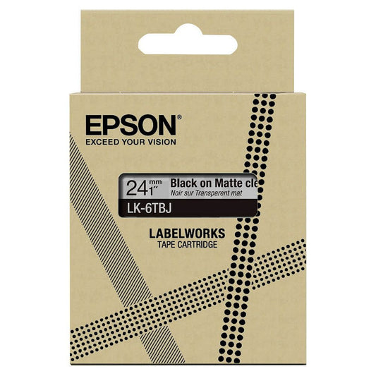 Epson LK-6TBJ Black on Matte Clear Tape Cartridge 24mm - C53S672067 - NWT FM SOLUTIONS - YOUR CATERING WHOLESALER