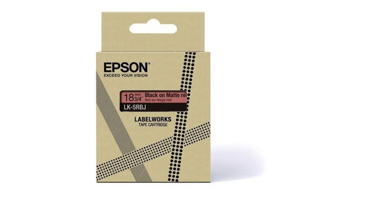 Epson LK-5RBJ Black on Matte Red Tape Cartridge 18mm - C53S672072 - NWT FM SOLUTIONS - YOUR CATERING WHOLESALER