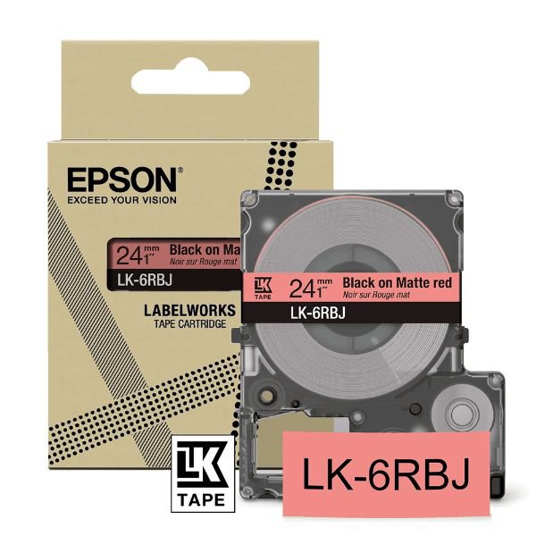 Epson LK-6RBJ Black on Matte Red Tape Cartridge 24mm - C53S672073