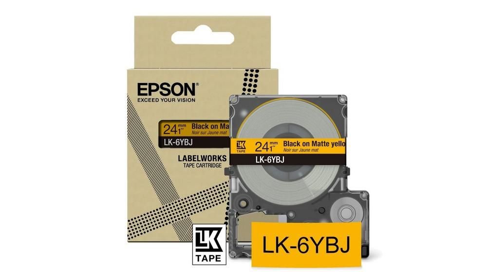Epson LK-6YBJ Black on Matte Yellow Tape Cartridge 24mm - C53S672076