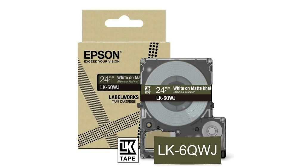 Epson LK-6QWJ White on Matte Khaki Tape Cartridge 24mm - C53S672090