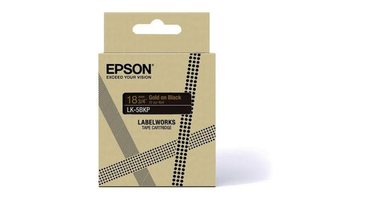 Epson LK-5BKP Gold on Metallic Black Tape Cartridge 18mm - C53S672095 - NWT FM SOLUTIONS - YOUR CATERING WHOLESALER