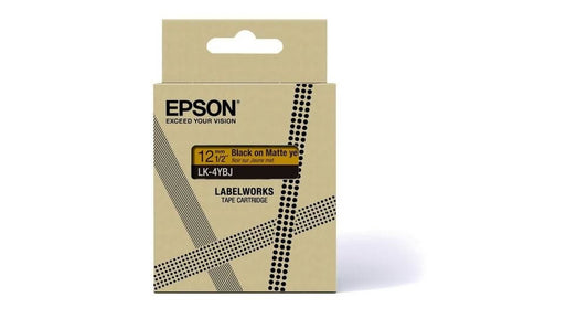 Epson LK-4YBJ Black on Matte Yellow Tape Cartridge 12mm - C53S672074 - NWT FM SOLUTIONS - YOUR CATERING WHOLESALER