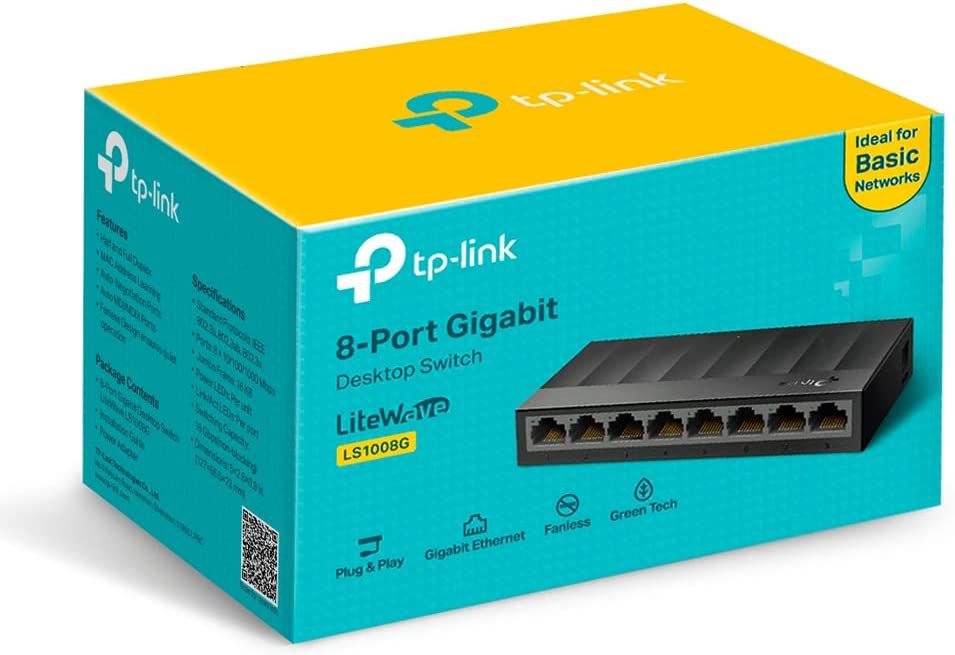 TP-Link LS1008G LiteWave 8 Port Unmanaged Gigabit Ethernet Desktop Switch