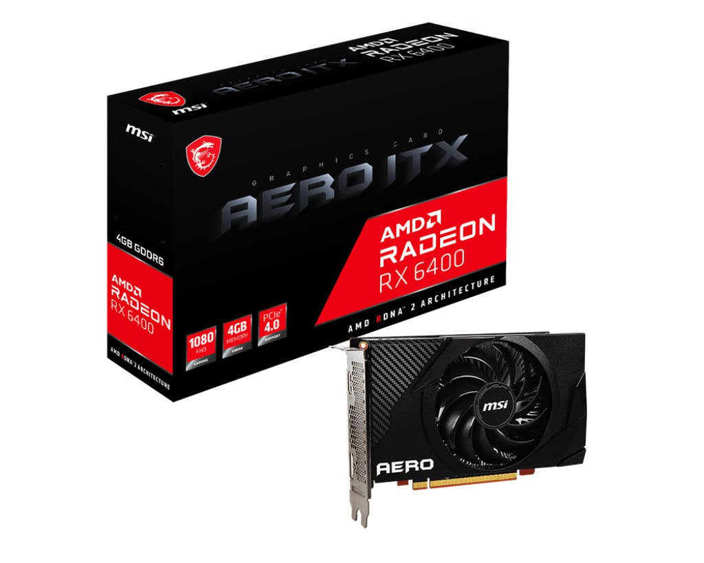MSI Radeon RX 6400 AERO ITX 4G AMD 4 GB GDDR6 HDMI DisplayPort Graphics Card