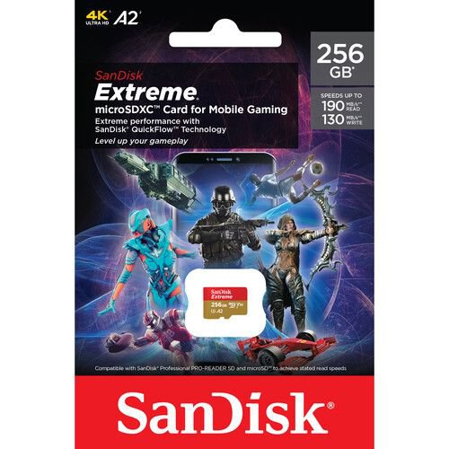 SanDisk Extreme 256GB MicroSDXC UHS-I Class 10 Memory Card