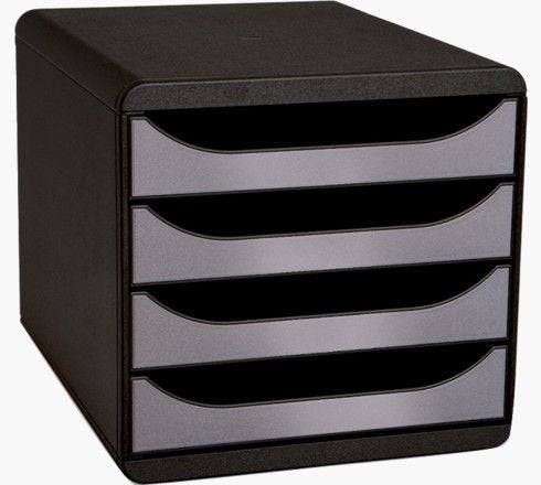 Exacompta Big Box Metallic Black/Metallic Silver 347x278x267mm 310438D - NWT FM SOLUTIONS - YOUR CATERING WHOLESALER