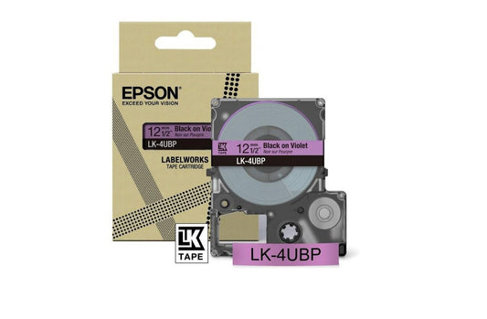Epson LK-4UBP Black on Purple Tape Cartridge 12mm - C53S672101 - NWT FM SOLUTIONS - YOUR CATERING WHOLESALER