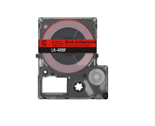 Epson LK-4RBF Black on Fluorescent Red Tape Cartridge 12mm - C53S672099 - NWT FM SOLUTIONS - YOUR CATERING WHOLESALER