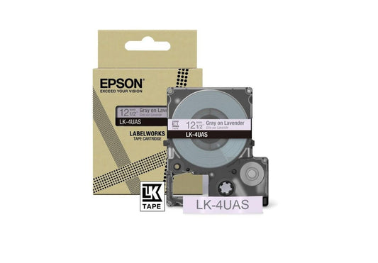 Epson LK-4UAS Gray on Soft Purple Tape Cartridge 12mm - C53S672107 - NWT FM SOLUTIONS - YOUR CATERING WHOLESALER