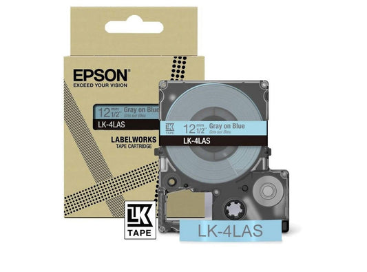 Epson LK-4LAS Gray on Soft Blue Tape Cartridge 12mm - C53S672106 - NWT FM SOLUTIONS - YOUR CATERING WHOLESALER