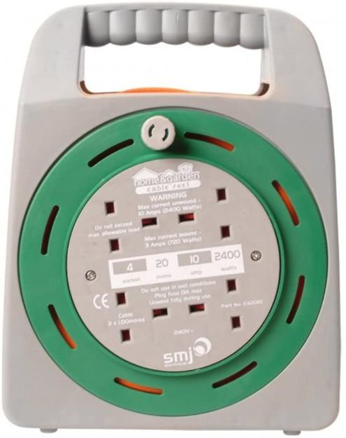 4 Socket Extension Cable Reel 20m - NWT FM SOLUTIONS - YOUR CATERING WHOLESALER