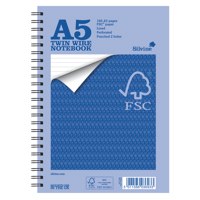 Silvine FSC A5 Wirebound Card Cover Notebook Ruled 160 Pages Blue (Pack 5) - FSCTWA5 - NWT FM SOLUTIONS - YOUR CATERING WHOLESALER