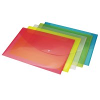 Rapesco Popper Wallet Polypropylene Foolscap Assorted Pastel Colours (Pack 5) - 0696 - NWT FM SOLUTIONS - YOUR CATERING WHOLESALER