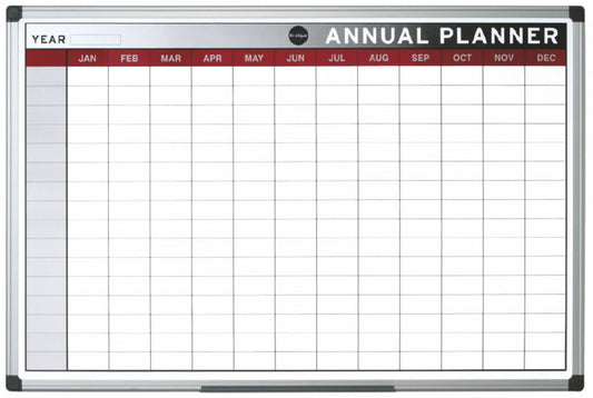 Bi-Office Annual Magnetic Whiteboard Planner Aluminium Frame 900x600mm - GA0337170 - NWT FM SOLUTIONS - YOUR CATERING WHOLESALER