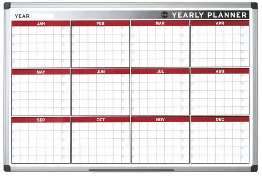 Bi-Office Annual Magnetic Whiteboard Planner Aluminium Frame 900x600mm - GA0375170 - NWT FM SOLUTIONS - YOUR CATERING WHOLESALER