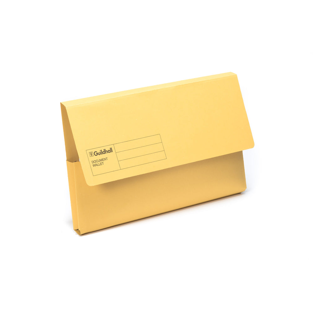 Guildhall Blue Angel Document Wallet Manilla Foolscap Half Flap 285gsm Yellow (Pack 50) - GDW1-YLWZ - NWT FM SOLUTIONS - YOUR CATERING WHOLESALER